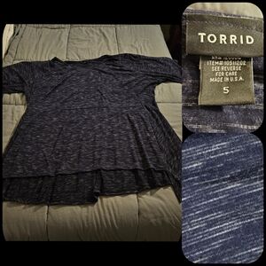 SIZE 5XL Torrid Heathered Navy Long Sleeve Top
